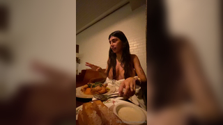 Mia Khalifa Topless Taking Dinner Naked Onlyfans Video