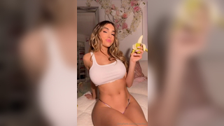 Lyna Perez Stripteasing And Stripping Nude Nipples While Sucking Banana Onlyfans Video