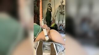 Bigtittygothegg Pull Down Jeans And Vibrates Her Puffed Pussy Onlyfans Video