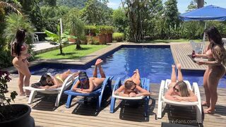 Pocah Carioca And Her Cousins Fucked On Pool