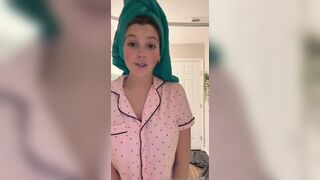 Emily Trapp AKA Badbitchzone1 After Shower Heating Up Pussy With Dildo Onlyfans