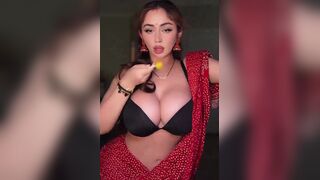 Ms. Sethi Flashes Her Huge Tits In Traditional Indian Outfit
