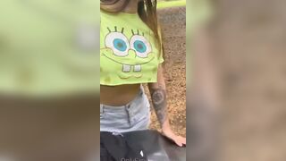 Valeria Castañeda Pleasures Her Plump Ass With A Dildo Outside