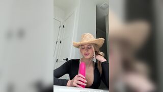 Vega Thompson Rides Her Vibrant Pink Dildo
