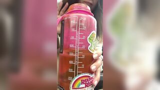 Lilly Vig Pours Her Pee Into A Bottle And Gulps It Down