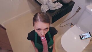 Lily Cute Gets Ravished In Starbucks Staff Bathroom After Coffee Mishap