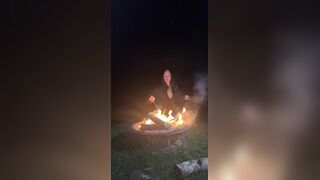 Amy Rose Sucks Cock Beside A Roaring Campfire
